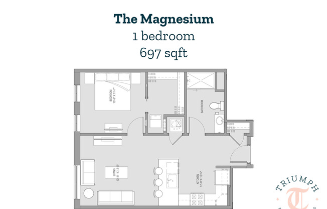 1 bed, 1 bath, 697 sqft, $1,199, Unit 213