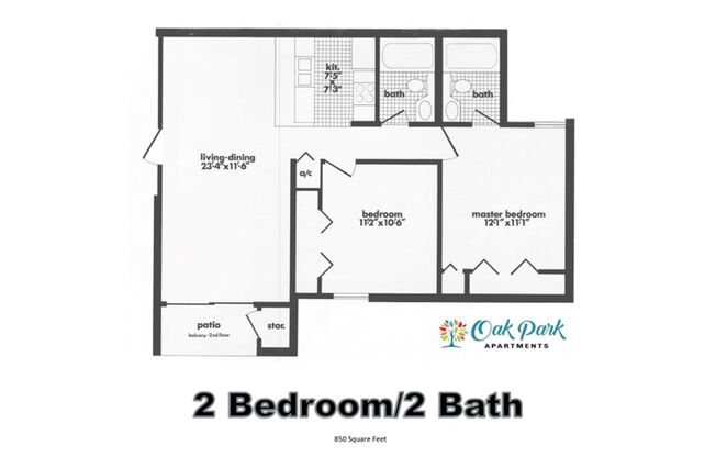 2 beds, 2 baths, 850 sqft, $1,425, Unit 1907G