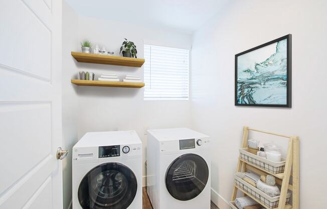 a washer and dryer in a laundry room
