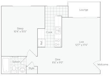 1 bed, 1 bath, 575 sqft, $1,525