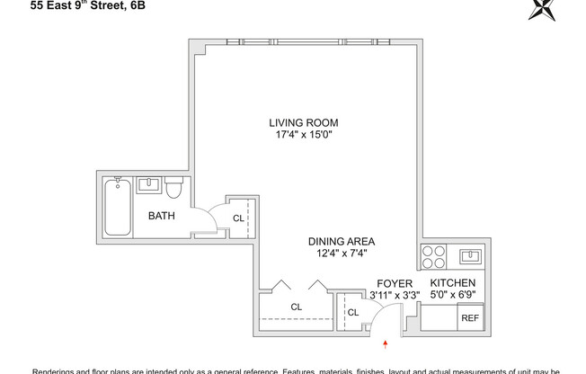 Studio, 1 bath, $4,500, Unit 6B