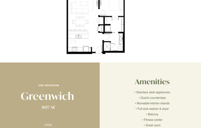 1 bed, 1 bath, 807 sqft, $2,395, Unit 418