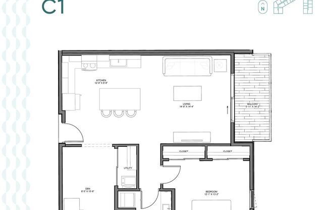 1 bed, 1 bath, 962 sqft, $1,975, Unit 313S