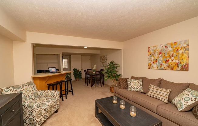 Living Room with Kitchen View at Arbor Lakes Apartments, Elkhart, 46516