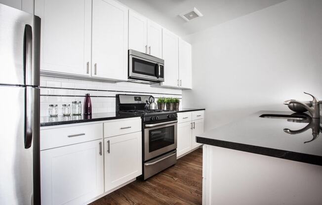 Kitchen with stainless steel appliances