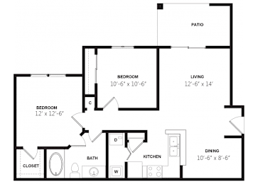 2 beds, 1 bath, 859 sqft, $1,145