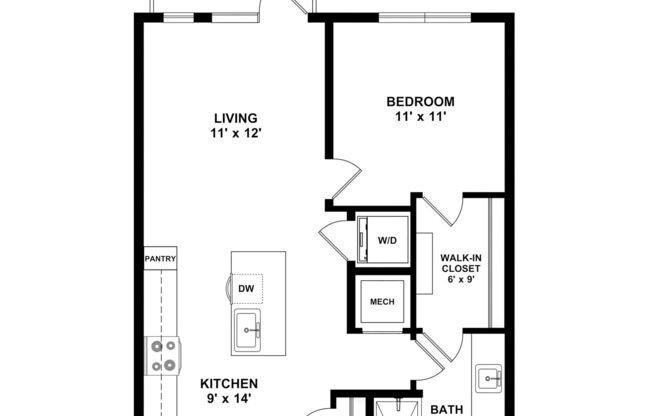 1 bed, 1 bath, 677 sqft, $1,715