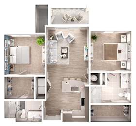 2 beds, 2 baths, 1,064 sqft, $1,479