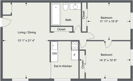 2 beds, 1 bath, 750 sqft, $995