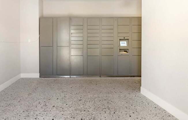 Our well-lit and spacious hallway leading to the parcel lockers offers easy, convenient access for all residents.