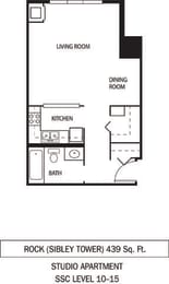 Studio, 1 bath, 439 sqft, $1,220