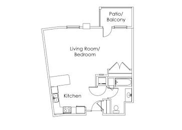 Studio, 1 bath, 686 sqft, $1,506