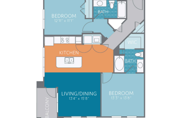 2 beds, 2 baths, 1,086 sqft, $1,579, Unit 2-2401