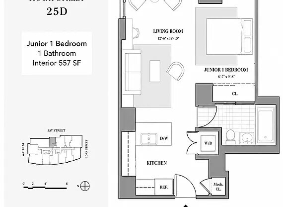 1 bed, 1 bath, 557 sqft, $5,500, Unit 25D