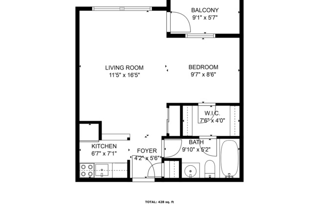 Studio, 1 bath, $1,995