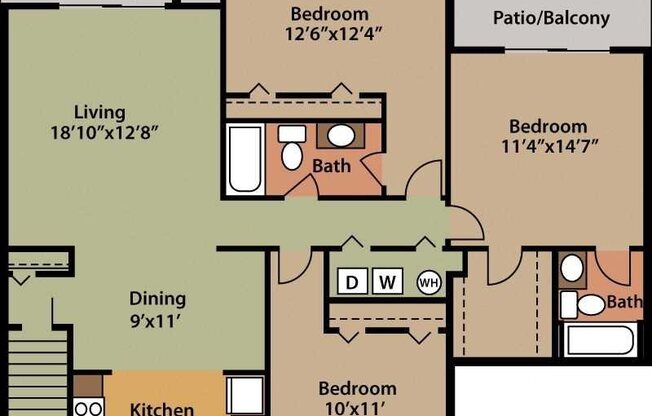 3 beds, 2 baths, 1,350 sqft, $1,450