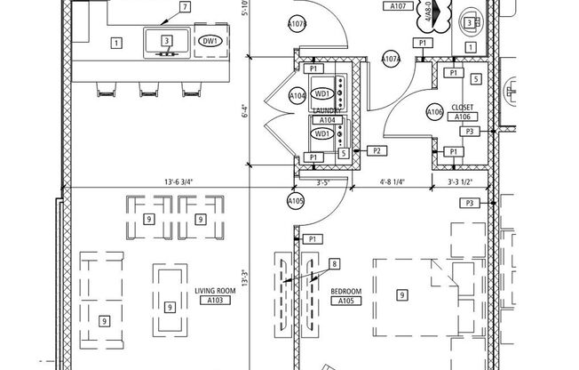 1 bed, 1 bath, 737 sqft, $1,125, Unit B 112