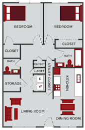 2 beds, 1.5 baths, 920 sqft, $1,065