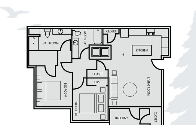 2 beds, 2 baths, 979 sqft, $2,195, Unit 06-201
