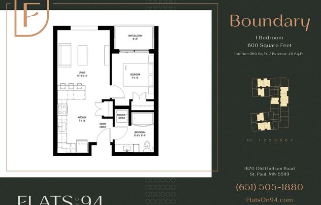1 bed, 1 bath, 602 sqft, $1,585, Unit 105 - Sparrow