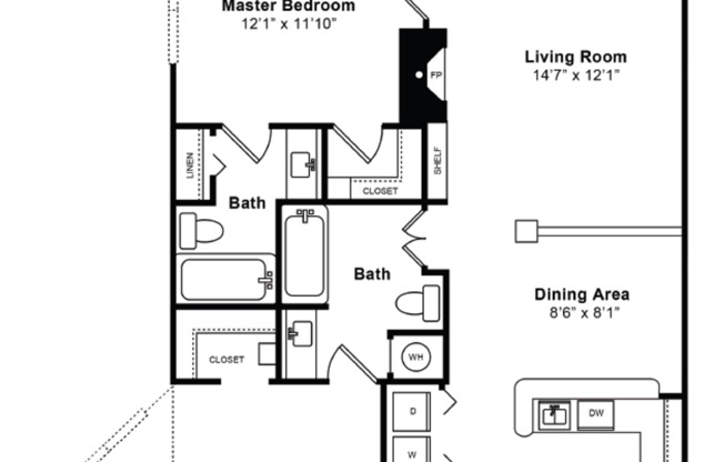 2 beds, 2 baths, 1,125 sqft, $2,225, Unit 7-303