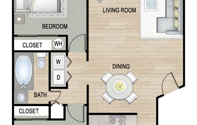 2 beds, 1 bath, 850 sqft, $1,929, Unit E102