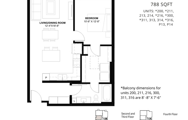 1 bed, 1 bath, 788 sqft, $2,195, Unit 211