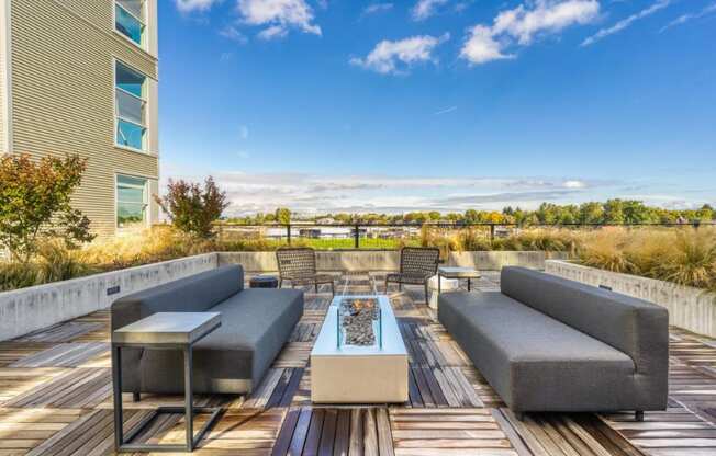 Harbor Sky Patio with Ample Seating and Fire Pit