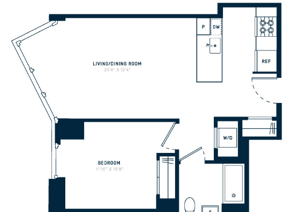 1 bed, 1 bath, 667 sqft, $3,887, Unit 6G