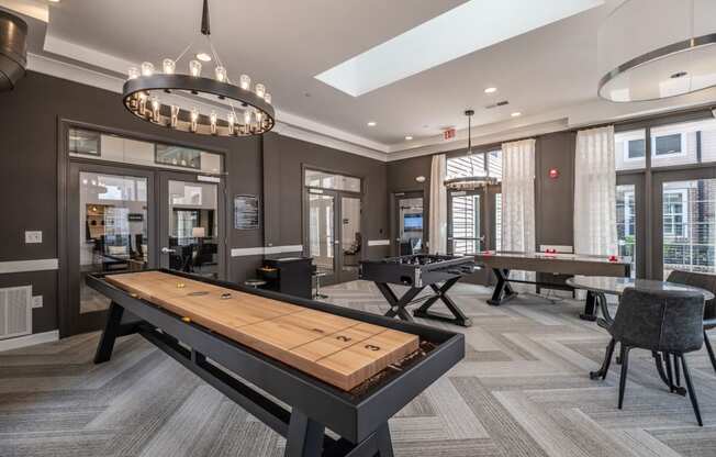 Billiards Table In Game Room at Abberly CenterPointe Apartment Homes by HHHunt, Midlothian, 23114