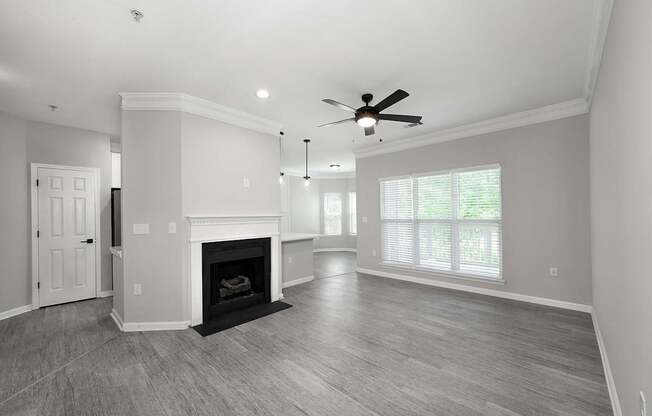 Spacious floor plans with fireplaces and ceiling fans