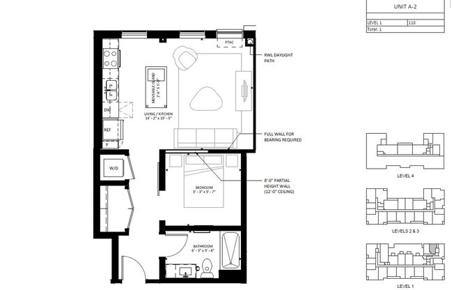Studio, 1 bath, 596 sqft, $1,995, Unit 118