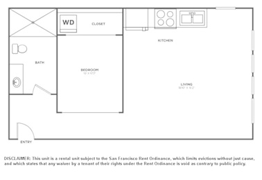1 bed, 1 bath, 696 sqft, $3,446