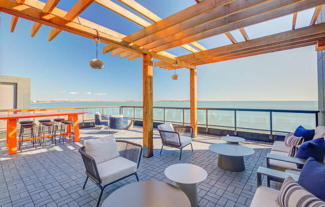 Rooftop deck with ocean view - BLVD at Revere Beach