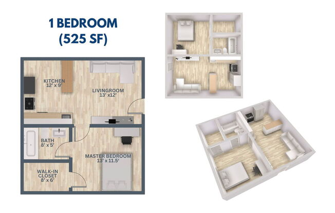 1 bed, 1 bath, 525 sqft, $925, Unit B204