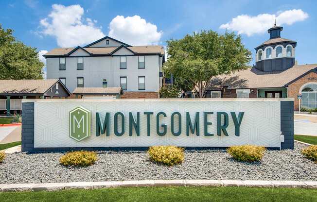 A sign that says Montgomery in front of a building.