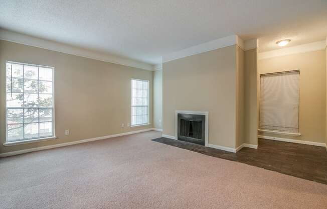 Living Room with Fireplace at Allen House Apartments, 77019, Texas