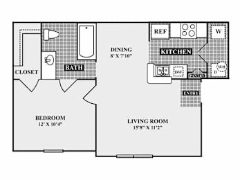 1 bed, 1 bath, 605 sqft, $1,260