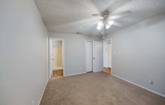 guest bedroom with carpet floors