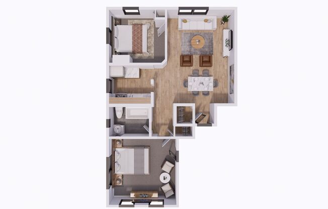 2 beds, 1 bath, 755 sqft, $1,530, Unit 4116T100