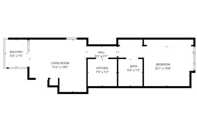 1 bed, 1 bath, 690 sqft, $1,995, Unit 075