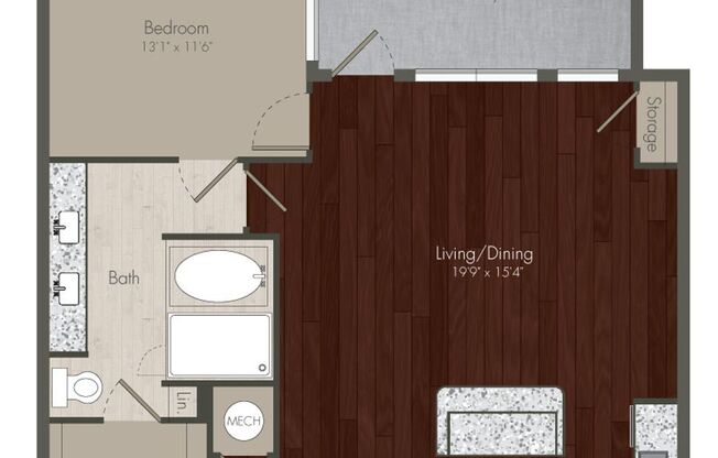 1 bed, 1 bath, 946 sqft, $2,316, Unit 222
