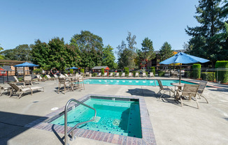 Pool and spa at The Village at Seeley Lake