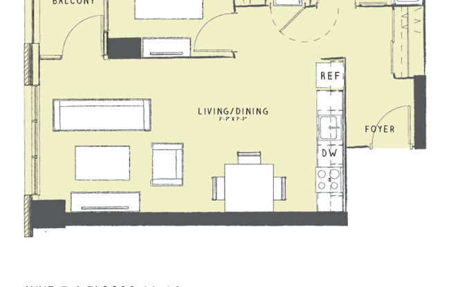 1 bed, 1 bath, 672 sqft, $2,983