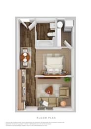 Studio, 1 bath, 465 sqft, $895