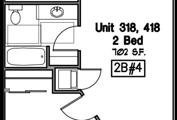 2 beds, 1 bath, 645 sqft, $1,830, Unit 418