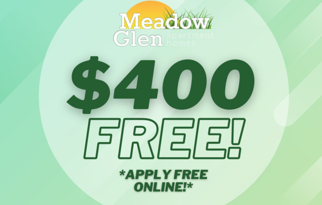 $400 FREE! PET FRIENDLY! APPLY FREE ONLINE!