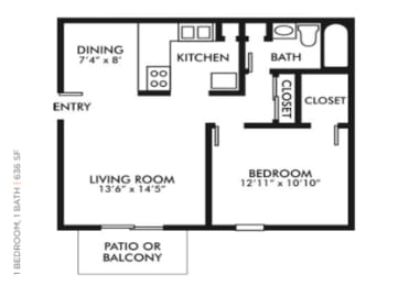 1 bed, 1 bath, 636 sqft, $999