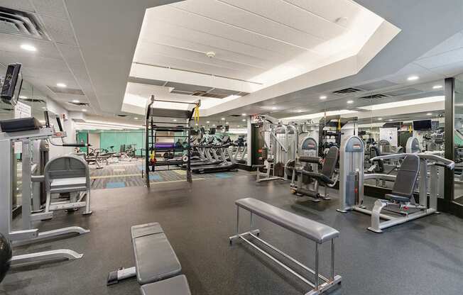 fitness center with weight equipment