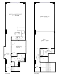 1 bed, 1.5 baths, $1,300